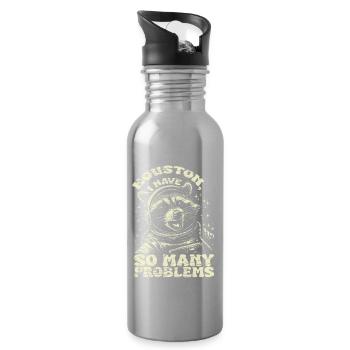 Vintage Raccoon Houston I Have So Many Problems - Water bottle with straw - silver - Right
