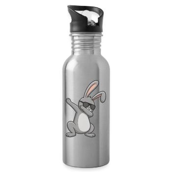 Easter Bunny Dab Easter - Water bottle with straw - silver - Right