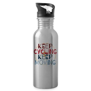 Keep Cycling Keep Moving Passionate Cycling Bike - Water bottle with straw - silver - Right