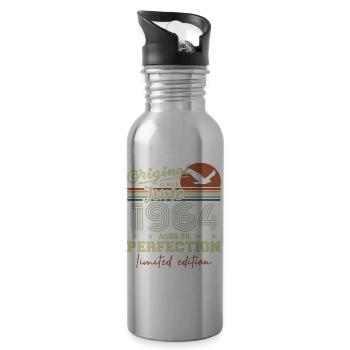 Né en Juin 1964, Juin 1964, Né juin 1964 June 1964 - Gourde avec paille intégrée - argent clair - Droite