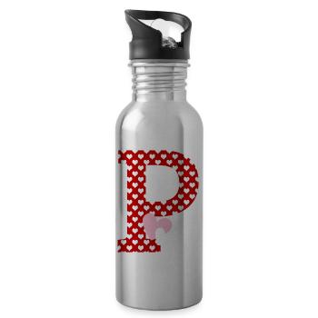 Buchstabe p Herz - Trinkflasche mit integriertem Trinkhalm - Lightsilver - Rechts