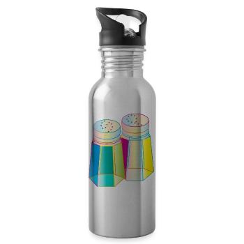 Salz & Pfeffer im Prisma-Glas – Farbenfrohe Würze - Trinkflasche mit integriertem Trinkhalm - Lightsilver - Rechts