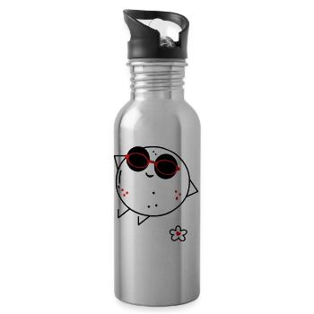 Comic mit Sonnenbrille - Trinkflasche mit integriertem Trinkhalm - Lightsilver - Rechts