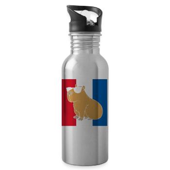 Dont Worry Be Cappy Capybara - Trinkflasche mit integriertem Trinkhalm - Lightsilver - Rechts