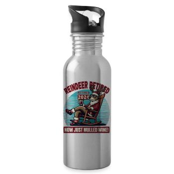 Rentier Ruhestand 2024 – Glühwein & Winterspaß - Trinkflasche mit integriertem Trinkhalm - Lightsilver - Rechts