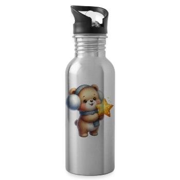 Gemütlicher Bär mit Star Wish - Trinkflasche mit integriertem Trinkhalm - Lightsilver - Rechts