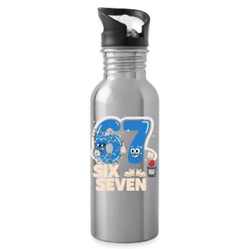 67 Six Seven Anti Christmas Funny Italian B - Water bottle with straw - silver - Right