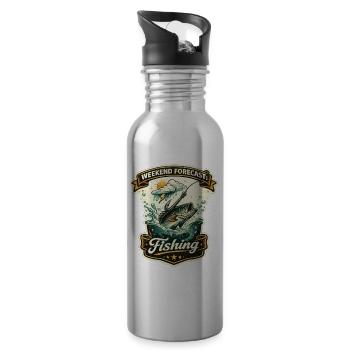 Weekend Forecast Fishing Retro Motiv - Trinkflasche mit integriertem Trinkhalm - Lightsilver - Rechts