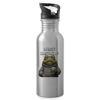Morgenfauler Frosch mit Kaffee Morgen Ernsthaft? - Trinkflasche mit integriertem Trinkhalm - Lightsilver - Rechts