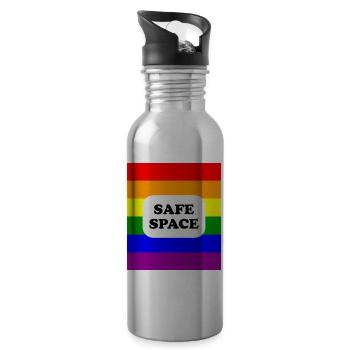 Drapeau arc-en-ciel pour les espaces sécurisés LGBT - Gourde avec paille intégrée - argent clair - Droite