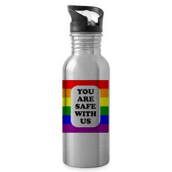 LGBT-Safe-Space-Regenbogenflagge - Trinkflasche mit integriertem Trinkhalm - Lightsilver - Rechts