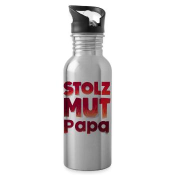 Fire Brigade Dad Pride Courage Strength Gift Idea - Water bottle with straw - silver - Right