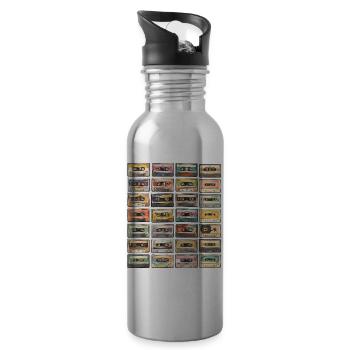 Retro Cassettes - Water bottle with straw - silver - Right