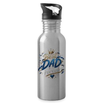 Bestes Papa Forever Kronen-Design - Trinkflasche mit integriertem Trinkhalm - Lightsilver - Rechts