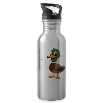 Pension Duck Pension Pension Gift de retraite anticipée - Gourde avec paille intégrée - argent clair - Droite