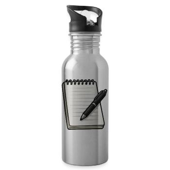 Notizheft - Trinkflasche mit integriertem Trinkhalm - Lightsilver - Rechts