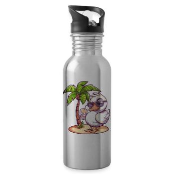 Gans Sommer Palme - Trinkflasche mit integriertem Trinkhalm - Lightsilver - Rechts