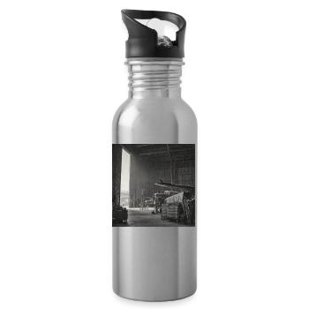 Raven dans l’avion Lieu perdu Crime animal vintage - Gourde avec paille intégrée - argent clair - Droite