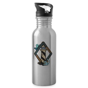 Lighthouse Beyond the Horizon - Water bottle with straw - silver - Right