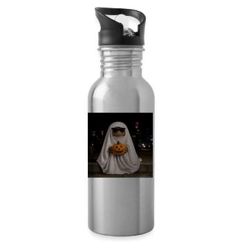 Toad Ghost Sunglasses T-Shirt Halloween - Water bottle with straw - silver - Right