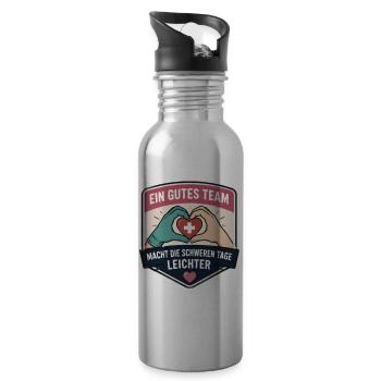 Team stärkt schwere Tage - Trinkflasche mit integriertem Trinkhalm - Lightsilver - Rechts