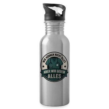 Wir geben alles Mediziner Badge - Trinkflasche mit integriertem Trinkhalm - Lightsilver - Rechts