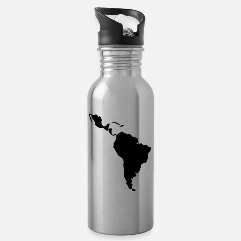 Amerique Latine - Amerique du Sud - Gourde avec paille intégrée - argent clair