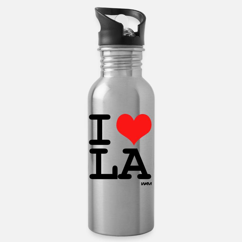 la - Water bottle with straw - silver
