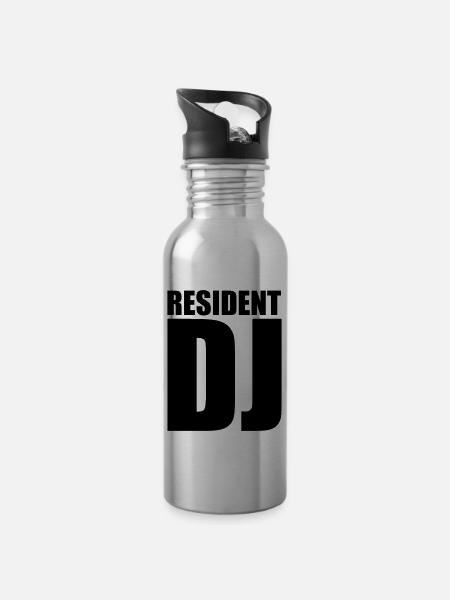 DJ - Trinkflasche mit integriertem Trinkhalm - Lightsilver