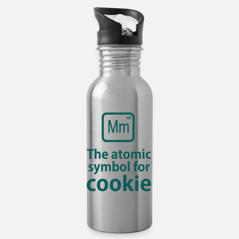 "Mm" DAS ELEMENT FÜR KEKSE - Trinkflasche mit integriertem Trinkhalm - Lightsilver