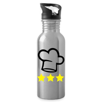 Chef's hat cook 3 stars - Water bottle with straw - silver - Right
