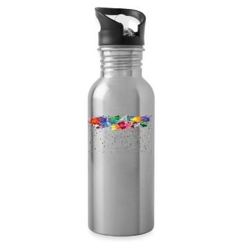 rainbow rainy day (wide) - Water bottle with straw - silver - Right