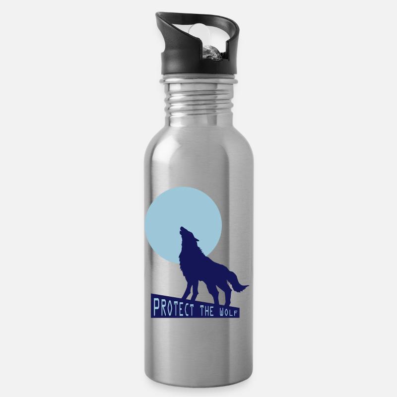 loup Wolf - Trinkflasche mit integriertem Trinkhalm - Lightsilver