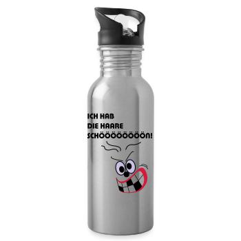 Ich hab die Haare schön - Trinkflasche mit integriertem Trinkhalm - Lightsilver - Rechts