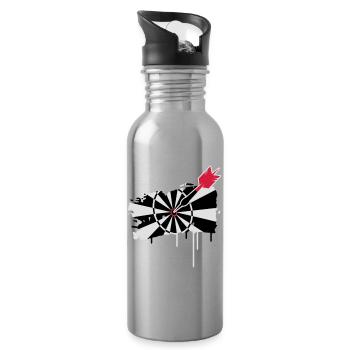 A dartboard with dart - Water bottle with straw - silver - Right