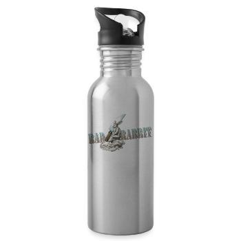 shirt motif bunny knife Bad Rabbit new - Water bottle with straw - silver - Right
