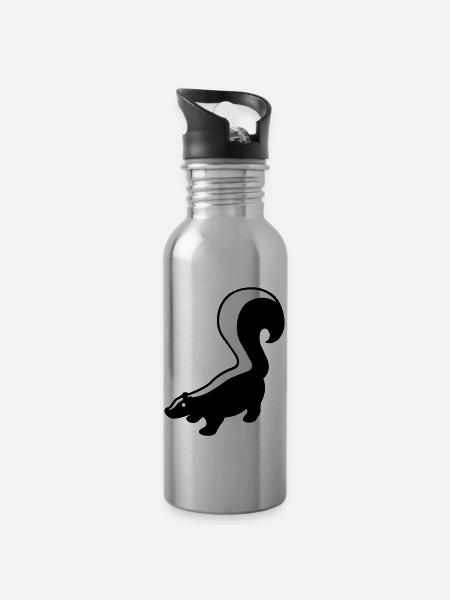 Stinktier - Trinkflasche mit integriertem Trinkhalm - Lightsilver