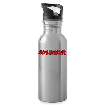 Influenceur - lettrage Popart fort - Gourde avec paille intégrée - argent clair - Droite