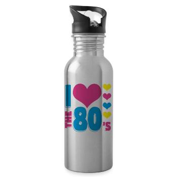80er - Trinkflasche mit integriertem Trinkhalm - Lightsilver - Rechts
