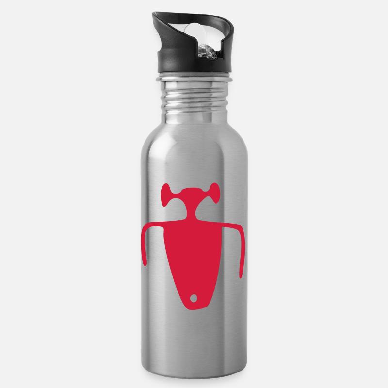 petroglyphe kind oberkörper - Trinkflasche mit integriertem Trinkhalm - Lightsilver