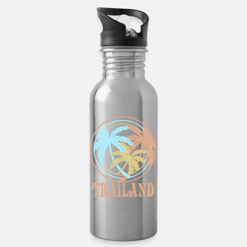 Thaïlande - Gourde avec paille intégrée - argent clair