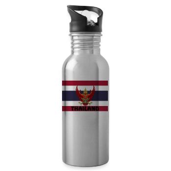 thaïlande drapeau - Gourde avec paille intégrée - argent clair - Droite