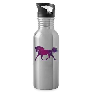 Pferd Silhouette Galaxy Space Universum - Trinkflasche mit integriertem Trinkhalm - Lightsilver - Rechts