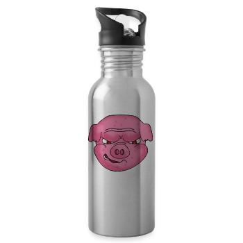 Schwein - Trinkflasche mit integriertem Trinkhalm - Lightsilver - Rechts