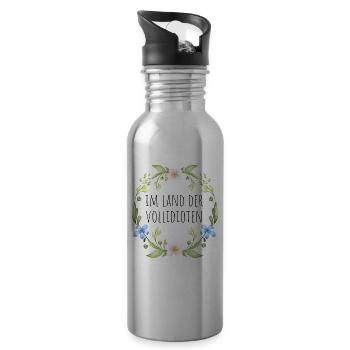 Im Land der Vollidioten - Trinkflasche mit integriertem Trinkhalm - Lightsilver - Rechts