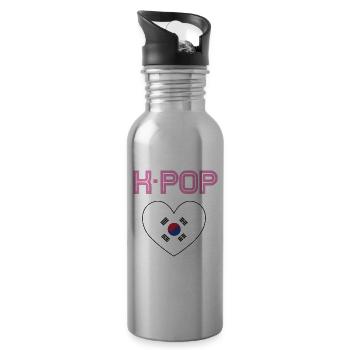 K POP Korea Korean Music Gift Fangirl - Water bottle with straw - silver - Right