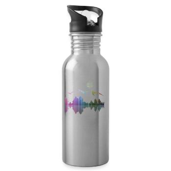 Landscape, Art, Mountains, Forest, Streetart, Wilderness - Water bottle with straw - silver - Right
