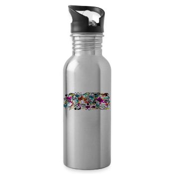Graffiti, street art, art, faces - Water bottle with straw - silver - Right