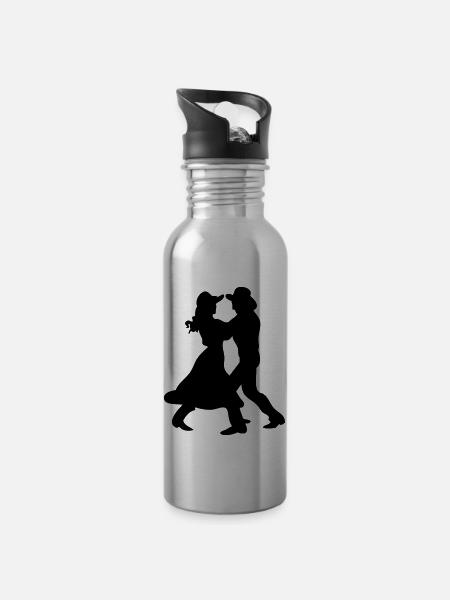 Tanz country - Trinkflasche mit integriertem Trinkhalm - Lightsilver