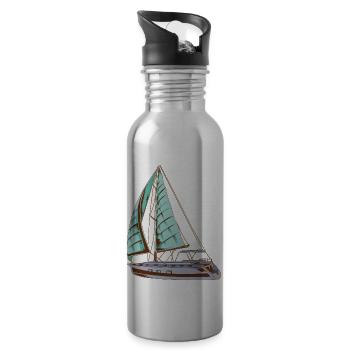 Segelschiff Boot Yacht Segeln Wasser Tau Geschenk - Trinkflasche mit integriertem Trinkhalm - Lightsilver - Rechts